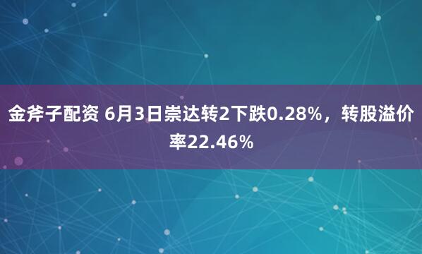 金斧子配资 6月3日崇达转2下跌0.28%，转股溢价率22.46%